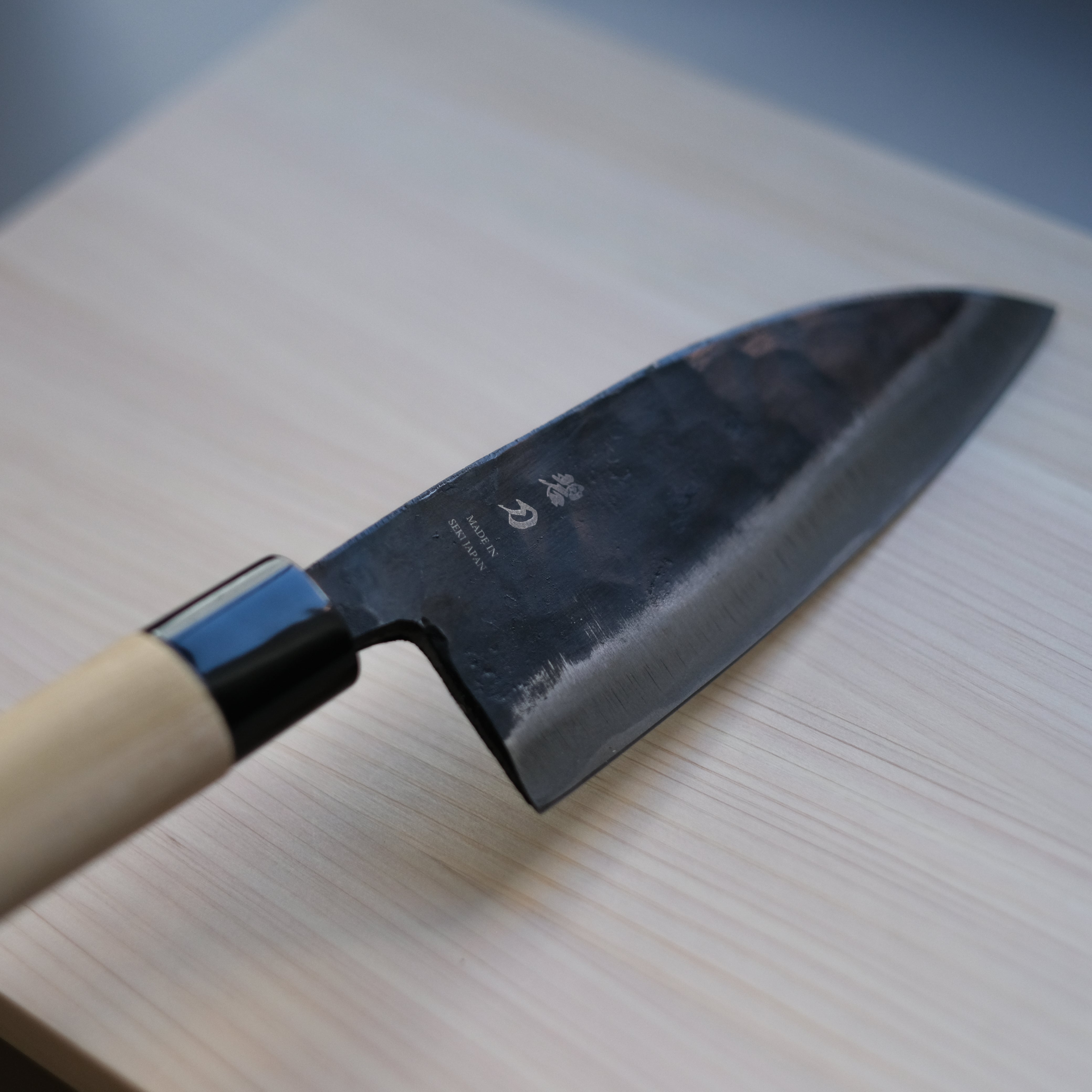 aoba Carbon Steel Kurouchi Deba Knife Magnolia Handle