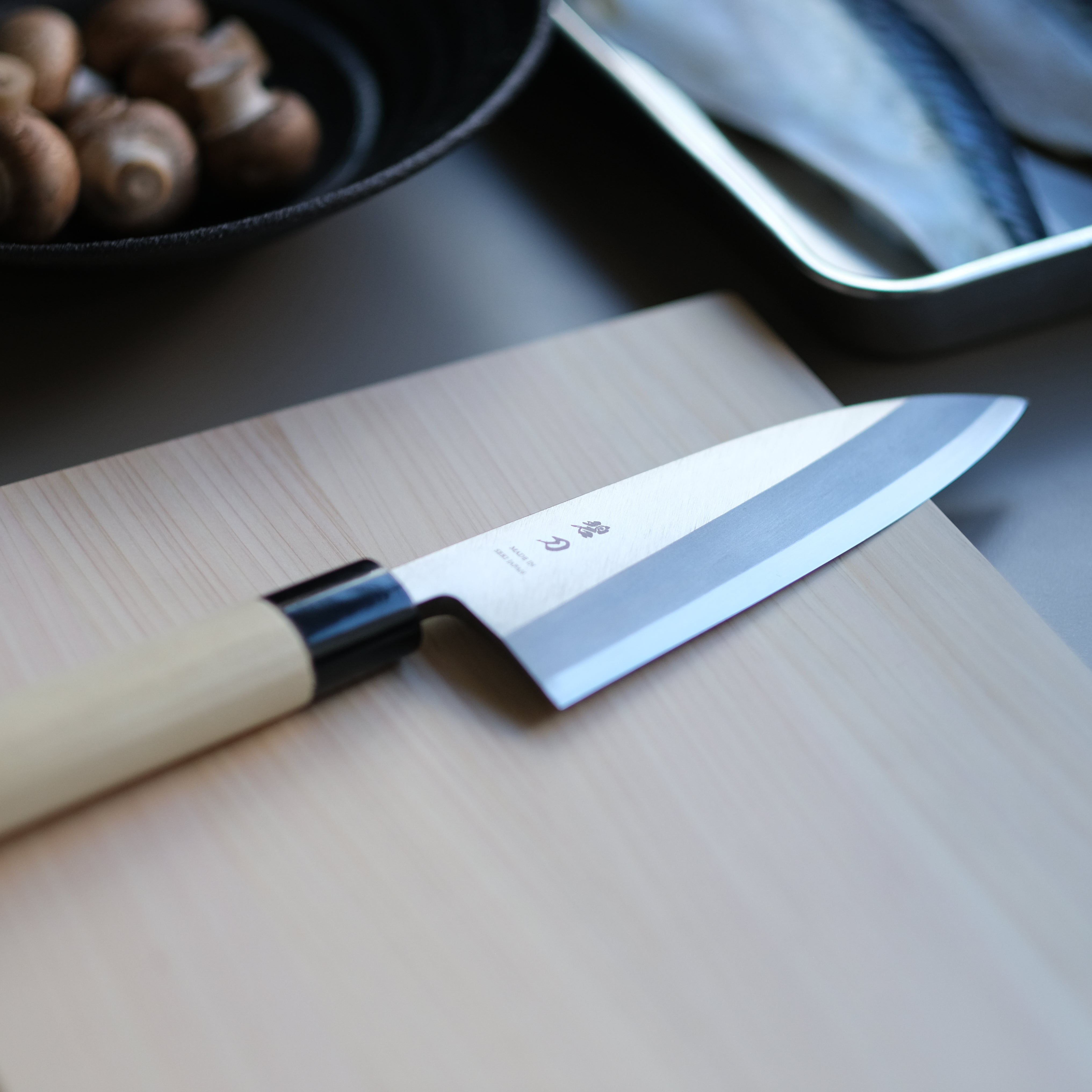 aoba Carbon Steel Deba Knife – Magnolia Handle