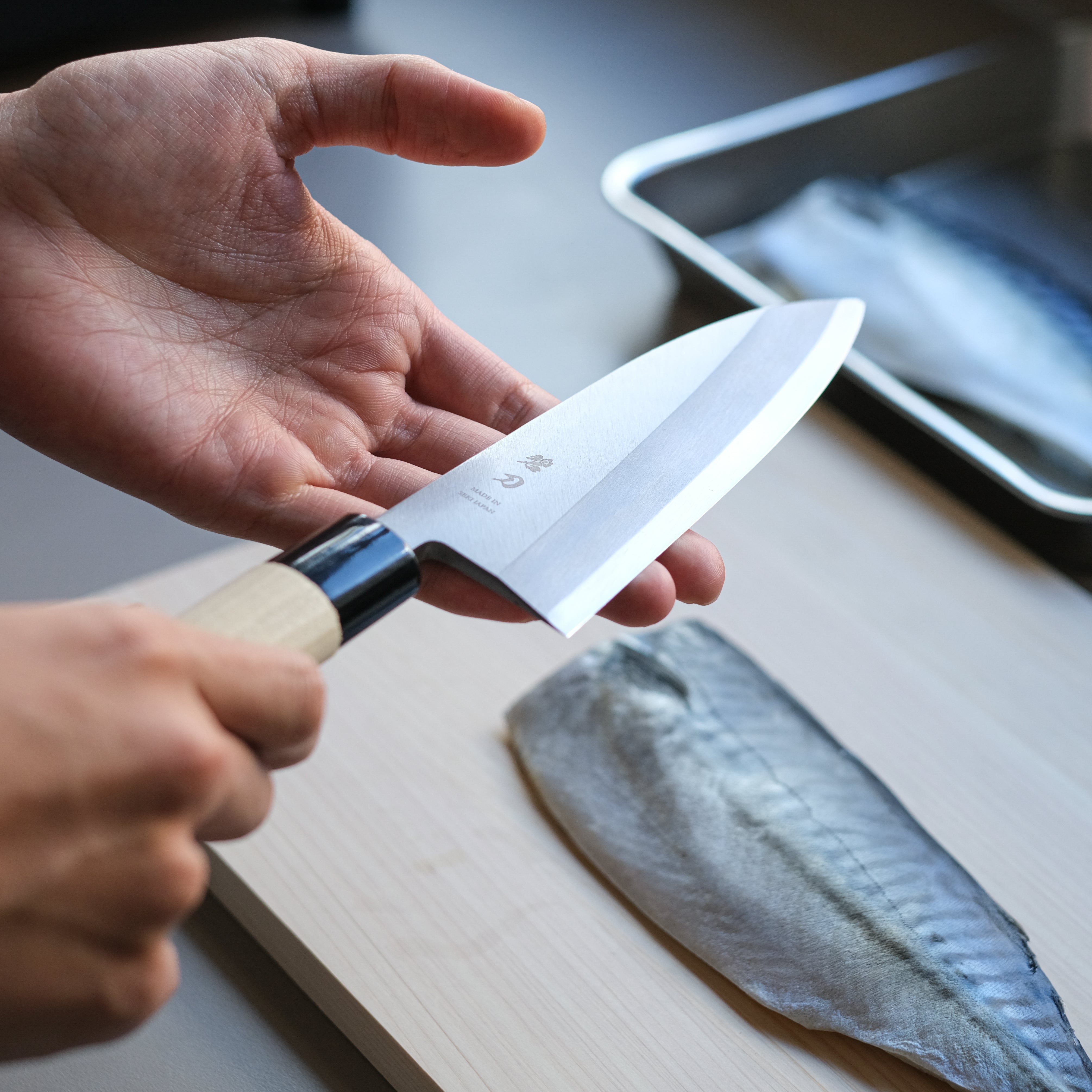 aoba Carbon Steel Deba Knife – Magnolia Handle