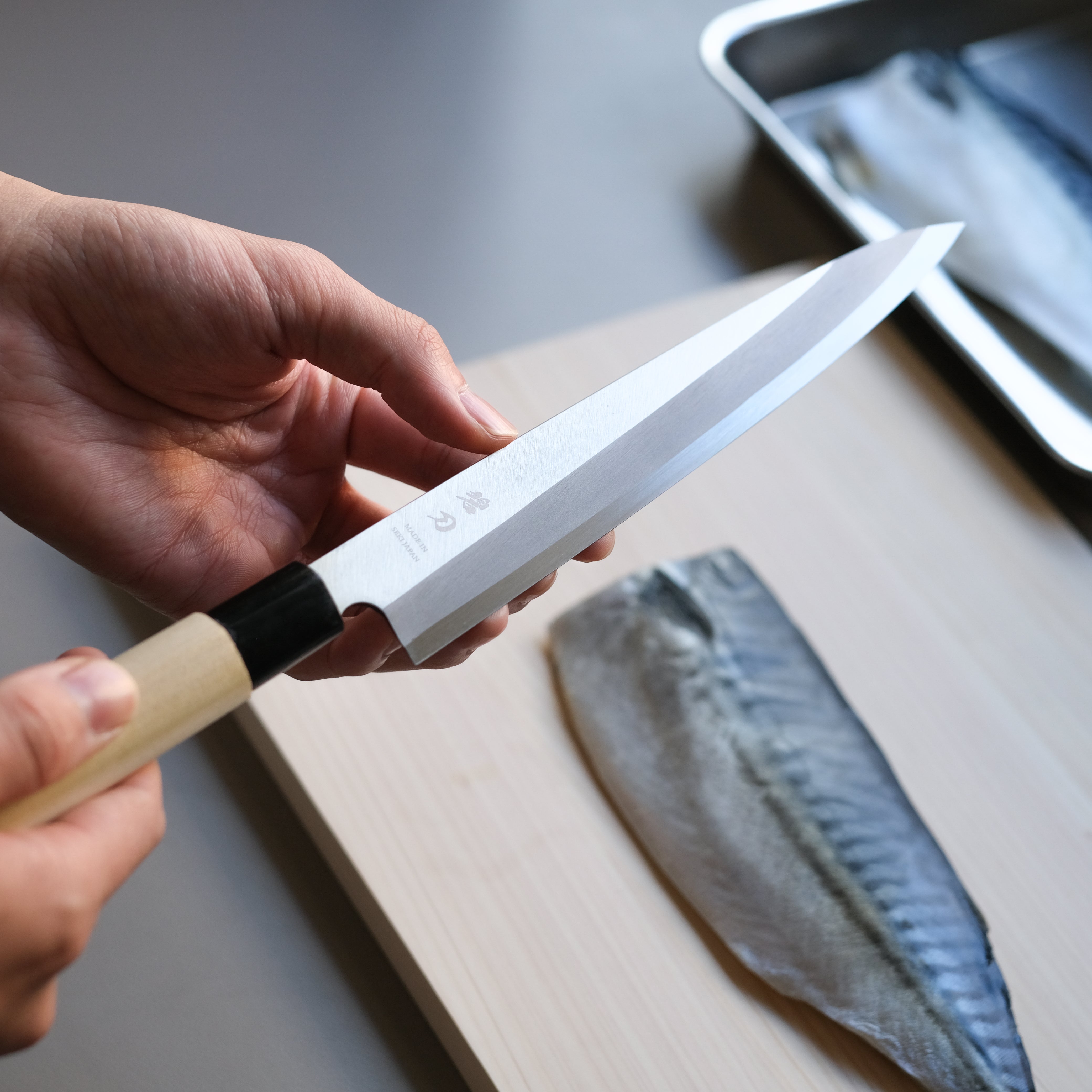 aoba Carbon Steel Yanagiba Knife – Magnolia Wood Handle