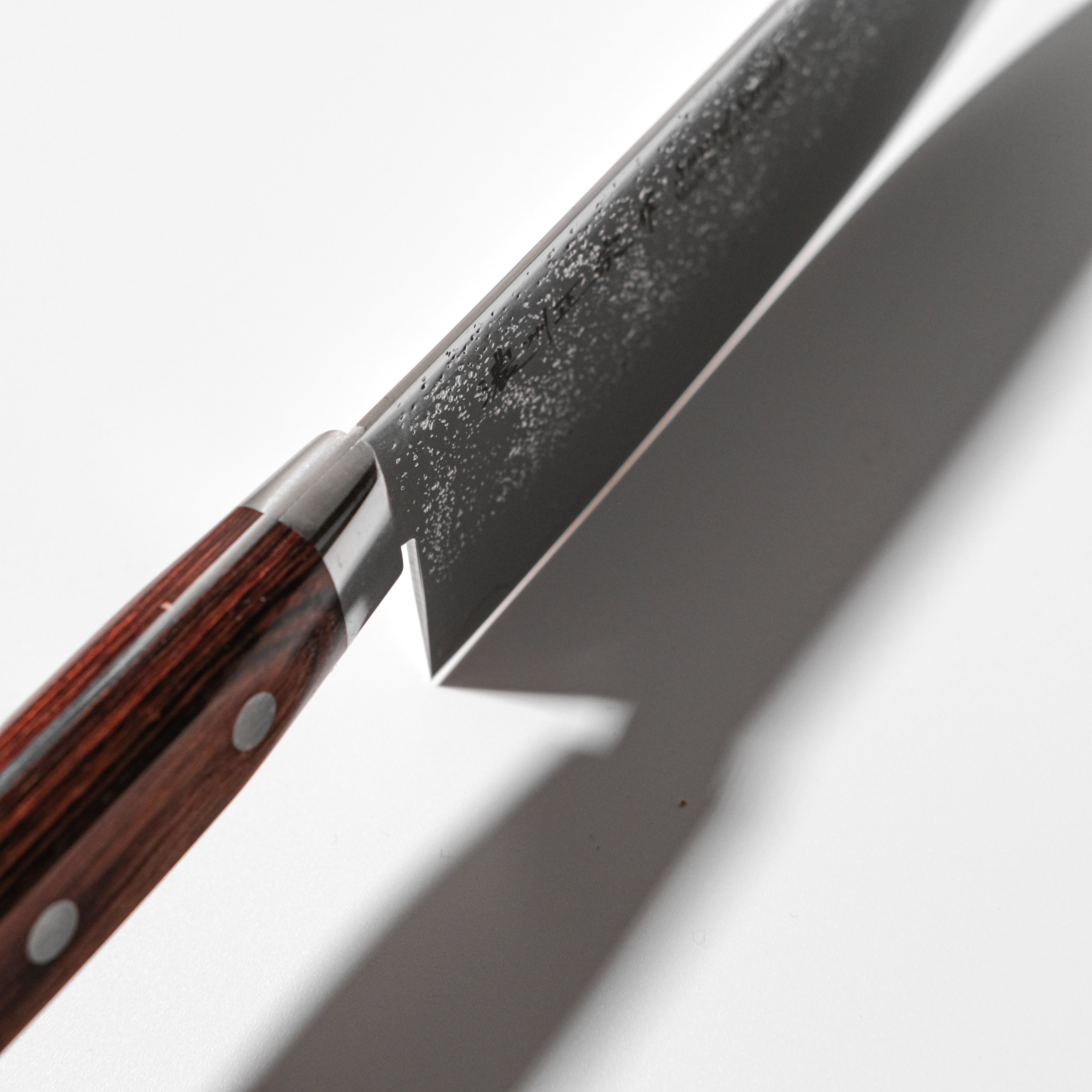 Nōshū Masamune Warikomi Steel Santoku Knife – Nashiji 8A (Brown Handle)