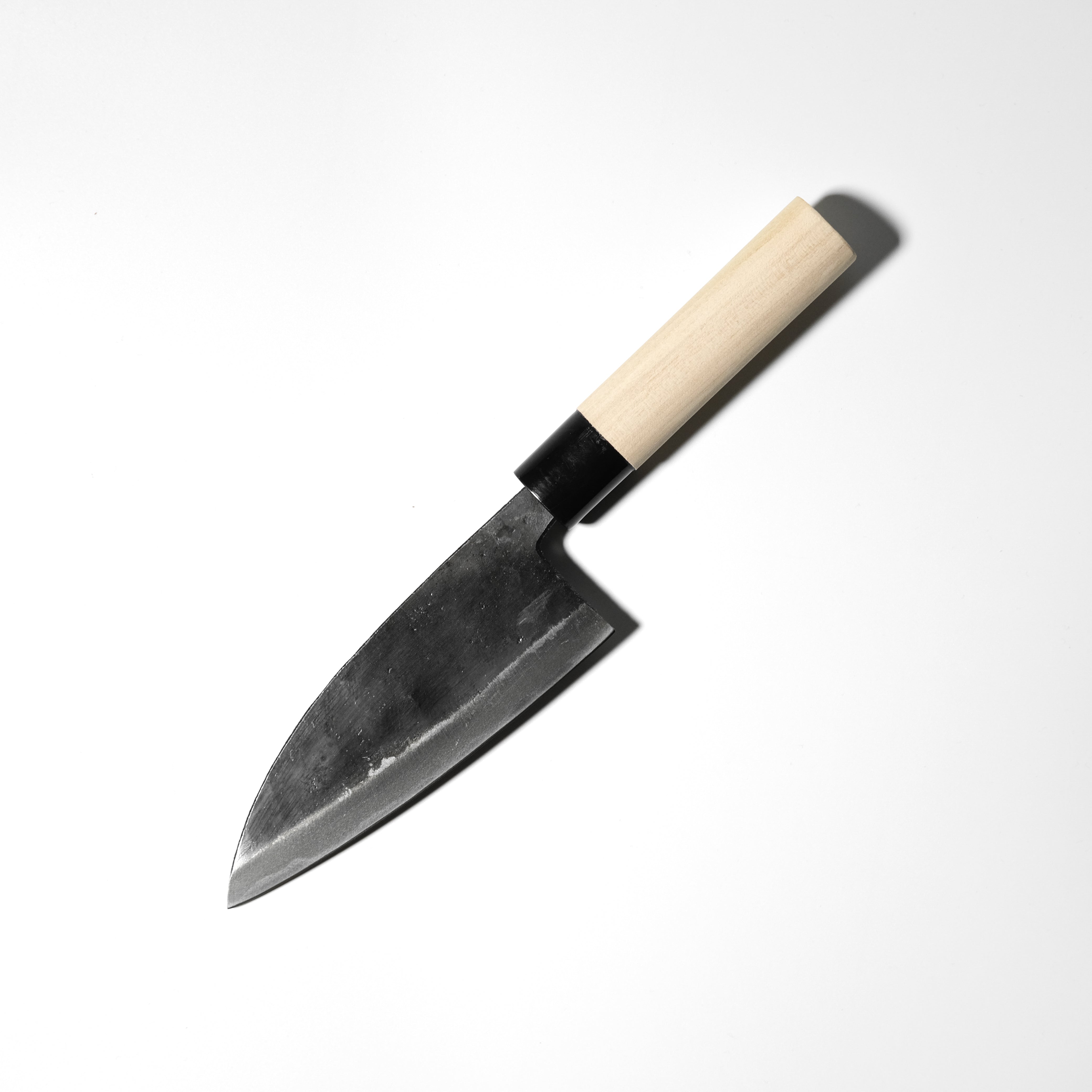 aoba Carbon Steel Kurouchi Deba Knife Magnolia Handle