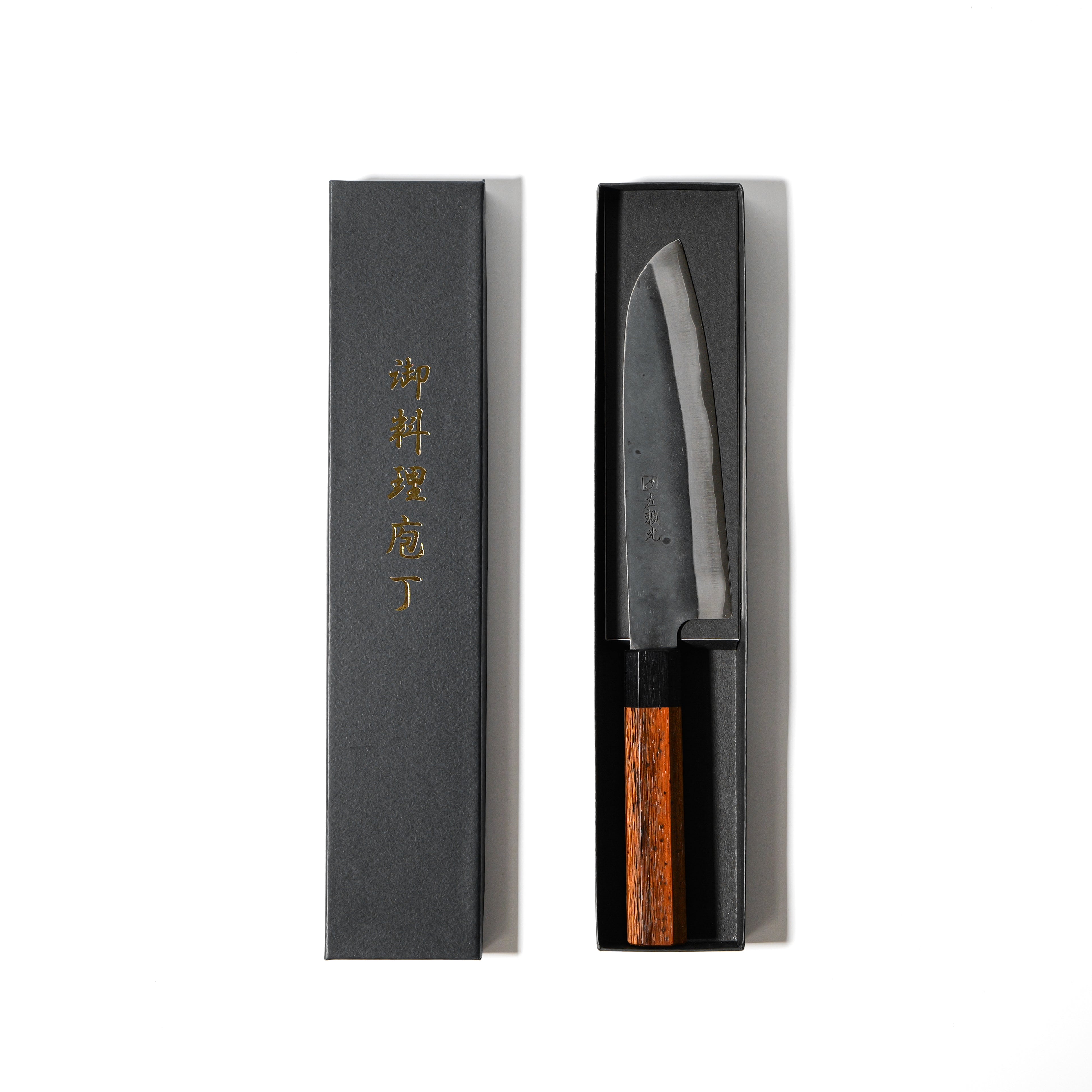 Hidariyorimitsu Aogami #1 Black Santoku Knife (190mm, Ironwood Handle)