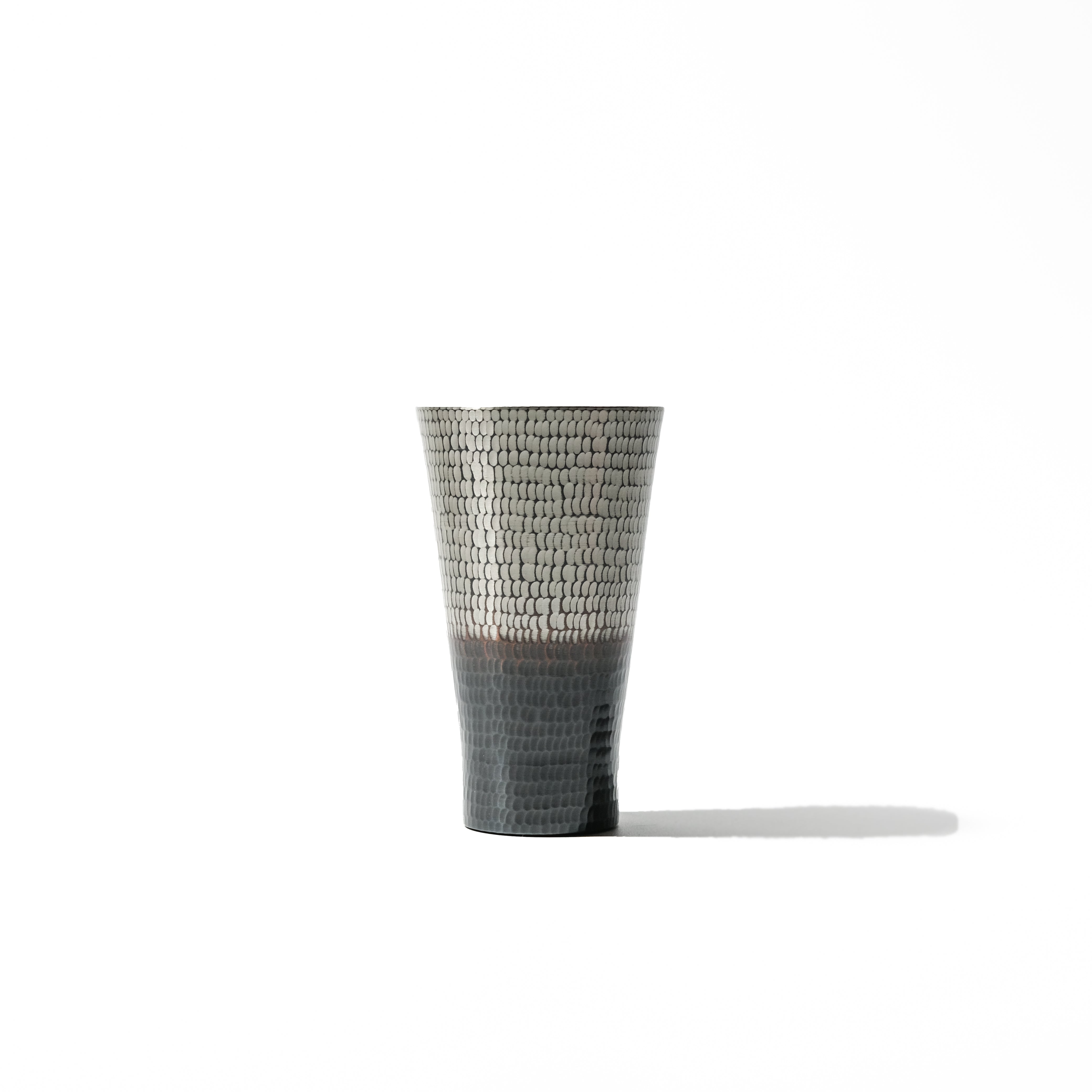 Hand-Hammered Pure Copper Tumbler – Tin & Black Finish (Medium)