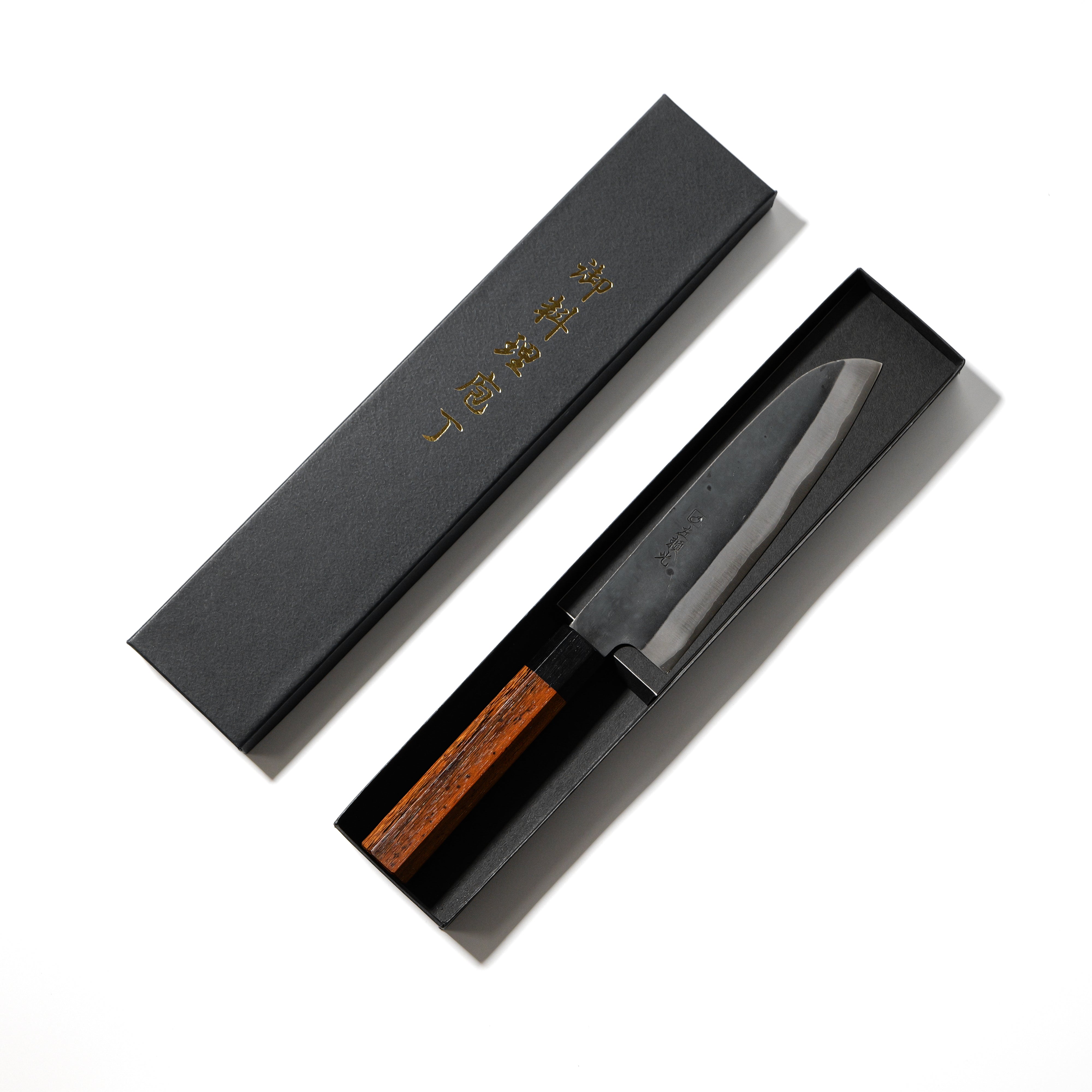 Hidariyorimitsu Aogami #1 Black Santoku Knife (190mm, Ironwood Handle)